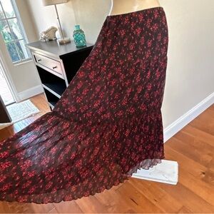 Coldwater Creek Pleated Maxi Skirt Peasant Romantic Fairy Floral Cottagecore L